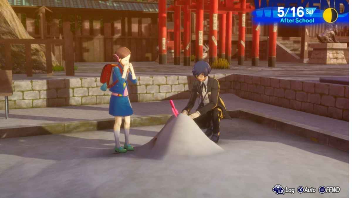 Image of Persona character hanging out with Maiko in Persona 3 Reload.