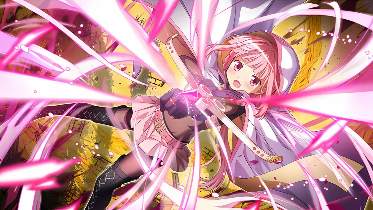 New 'Madoka Magica' Game Looks Like a Hoyoverse Title & That's a Good Thing Official-artwork-from-Magia-Exedra-of-a-girl-with-pink-hair-aiming-a-cross-bow